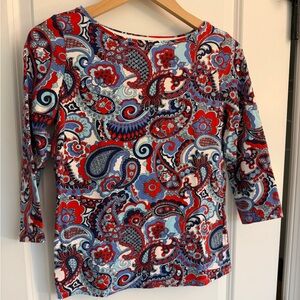 Talbots Paisley Print Women's ¾ length sleeve top